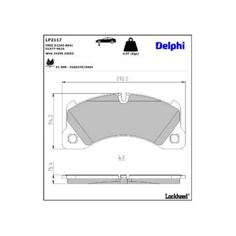 Jeu de 4 plaquettes de frein avant DELPHI LP2117 - Visuel 2