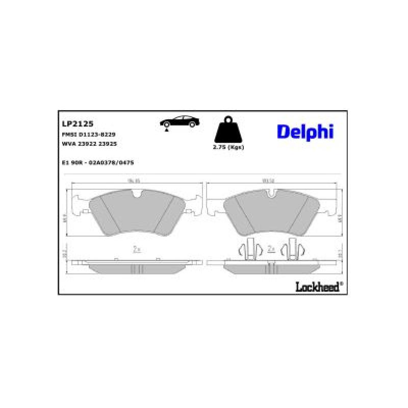 Jeu de 4 plaquettes de frein avant DELPHI LP2125 - Visuel 2