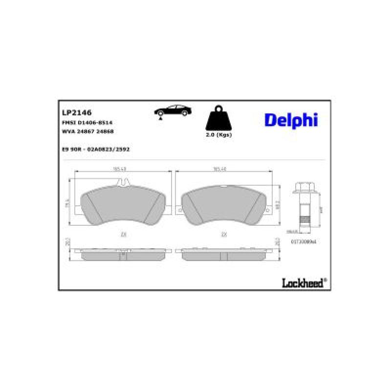 Jeu de 4 plaquettes de frein avant DELPHI LP2146 - Visuel 1