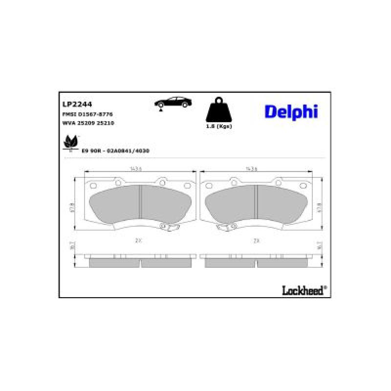 Jeu de 4 plaquettes de frein avant DELPHI LP2244 - Visuel 2