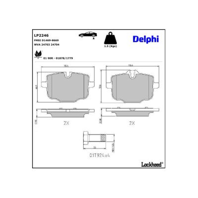Jeu de 4 plaquettes de frein arrière DELPHI LP2246 - Visuel 2