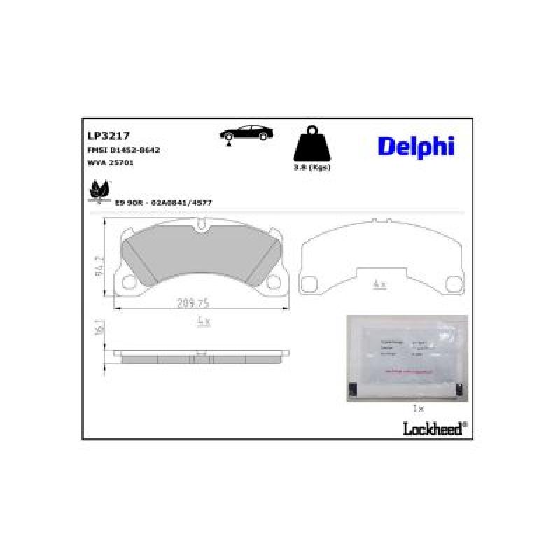 Jeu de 4 plaquettes de frein avant DELPHI LP3217 - Visuel 2