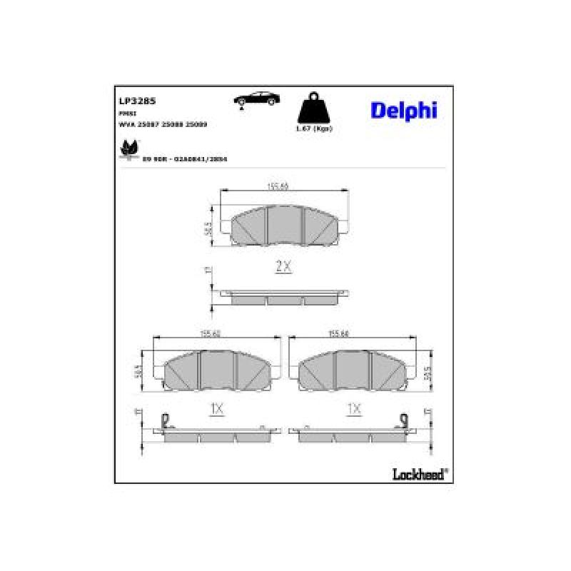 Jeu de 4 plaquettes de frein avant DELPHI LP3285 - Visuel 2