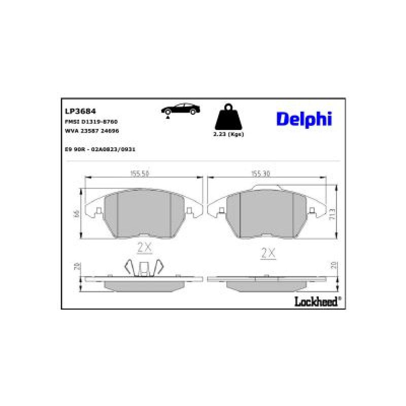 Jeu de 4 plaquettes de frein avant DELPHI LP3684 - Visuel 2