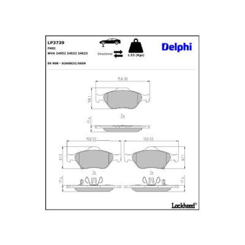 Jeu de 4 plaquettes de frein avant DELPHI LP3739 - Visuel 2