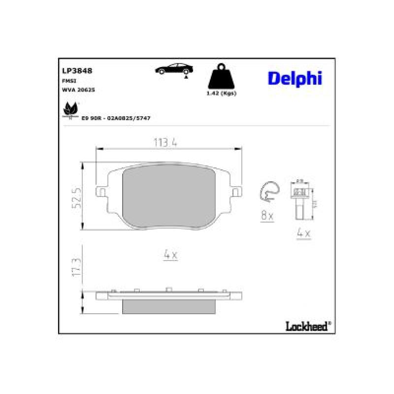 Jeu de 4 plaquettes de frein arrière DELPHI LP3848 - Visuel 2