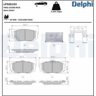 Jeu de 4 plaquettes de frein avant DELPHI OEM 58101GIA60