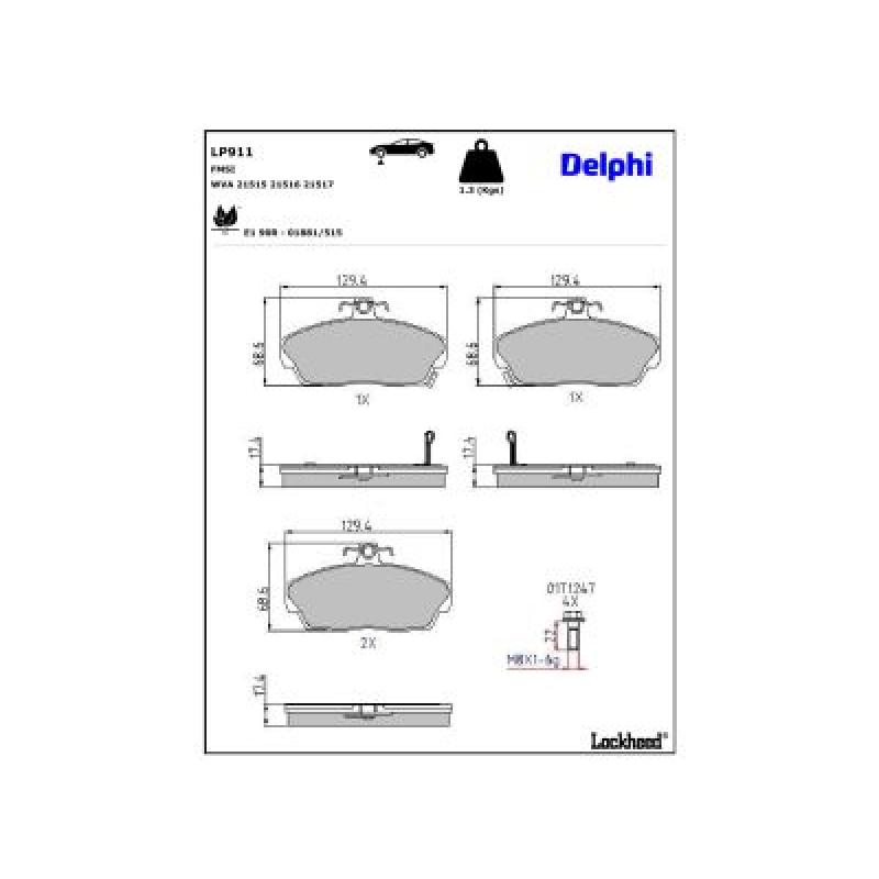 Jeu de 4 plaquettes de frein avant DELPHI LP911 - Visuel 2