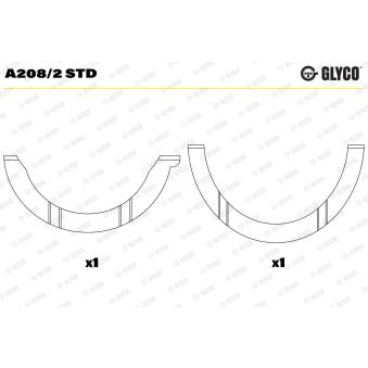Rondelle d'écartement, vilebrequin GLYCO A208/2 STD pour MITSUBISHI OUTLANDER 2.2 - 110cv