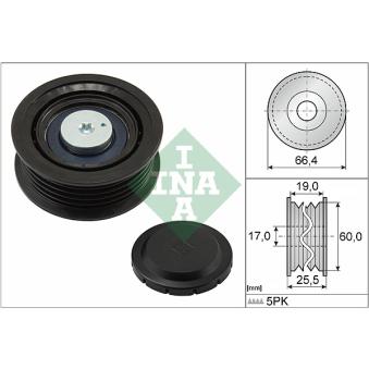 Poulie renvoi/transmission, courroie trapézoïdale à nervures INA 532 0642 10 pour KIA VENGA 1.4 CRDi 75 - 78cv