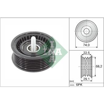 Poulie renvoi/transmission, courroie trapézoïdale à nervures INA 532 0784 10 pour BMW Série 6 E 300 - 252cv