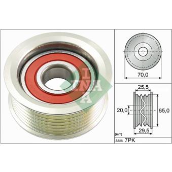Poulie renvoi/transmission, courroie trapézoïdale à nervures INA [532 0803 10]