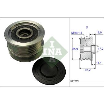 Poulie roue libre, alternateur INA OEM 07K903023A