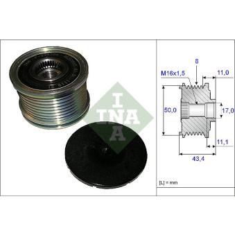 Poulie roue libre, alternateur INA 535 0108 10 pour MERCEDES-BENZ CLASSE S S 320 CDI 4-matic - 211cv