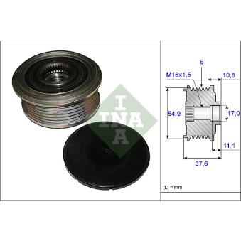 Poulie roue libre, alternateur INA OEM 8200459716