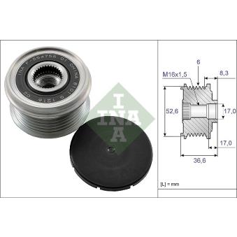 Poulie roue libre, alternateur INA OEM 23100JA02B