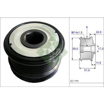 Poulie roue libre, alternateur INA OEM 04861513AC Poulie roue libre, alternateur INA OEM 04861513AC