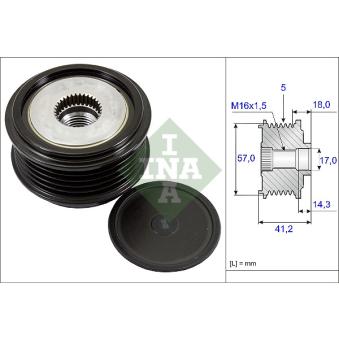 Poulie roue libre, alternateur INA 535 0248 10 pour KIA PRO CEED 1.6 CRDi 110 - 110cv