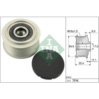 Poulie roue libre, alternateur INA OEM 231004KV0B