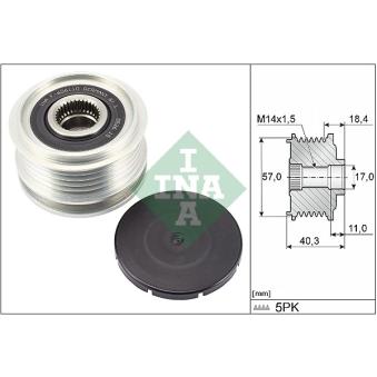 Poulie roue libre, alternateur INA 535 0295 10 pour OPEL ANTARA 1.6 CRDi - 110cv