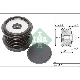 Poulie roue libre, alternateur INA OEM 2650917
