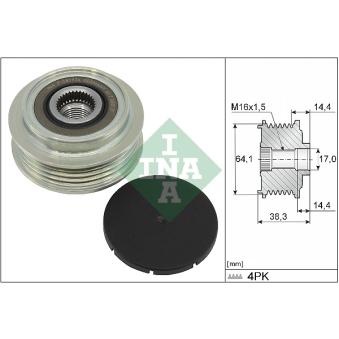 Poulie roue libre, alternateur INA OEM A0009061107