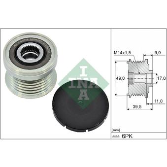 Poulie roue libre, alternateur INA OEM 1764816