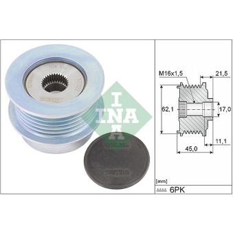 Poulie roue libre, alternateur INA 535 0367 10 pour FIAT DUCATO T5 AWD - 250cv Poulie roue libre, alternateur INA 535 0367 10 pour FIAT DUCATO T5 AWD - 250cv