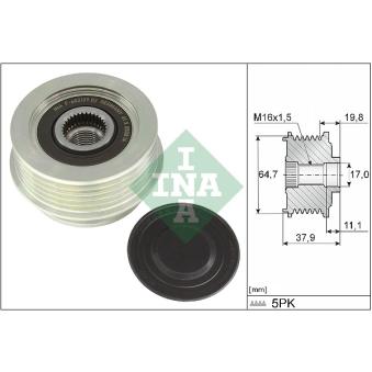 Poulie roue libre, alternateur INA OEM 07K903023H Poulie roue libre, alternateur INA OEM 07K903023H