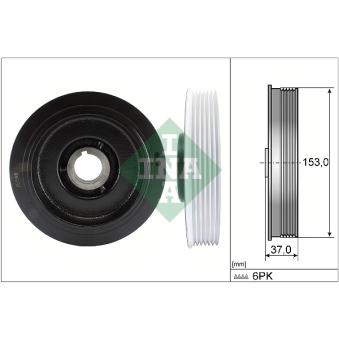 Poulie, vilebrequin INA 544 0058 10 pour FIAT BRAVO 2.0 HDi - 110cv