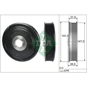 Poulie, vilebrequin INA 544 0110 10 pour RENAULT MASTER 1.9 DTI - 80cv