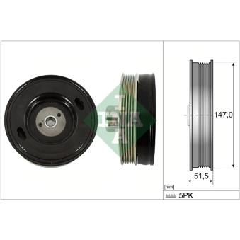 Poulie, vilebrequin INA 544 0509 10 pour OPEL CORSA 1.0 - 115cv