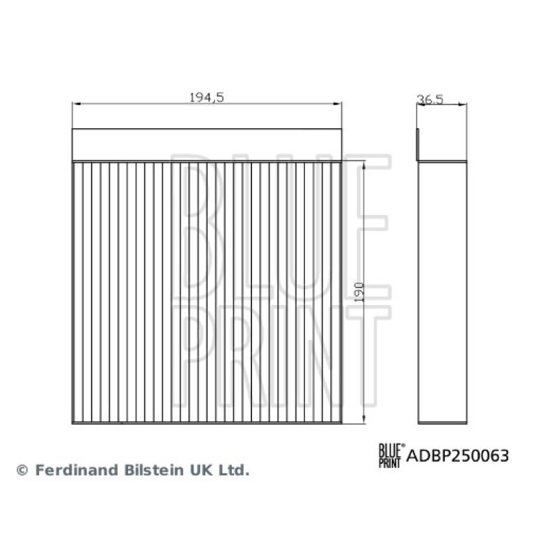 Filtre, air de l'habitacle BLUE PRINT ADBP250063 - Visuel 1