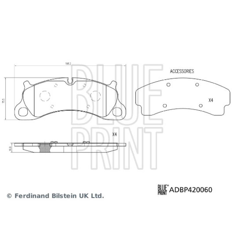Jeu de 4 plaquettes de frein avant BLUE PRINT ADBP420060 - Visuel 1