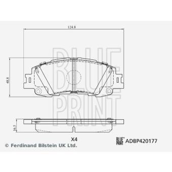Jeu de 4 plaquettes de frein avant BLUE PRINT OEM 04465K0020 Jeu de 4 plaquettes de frein avant BLUE PRINT OEM 04465K0020
