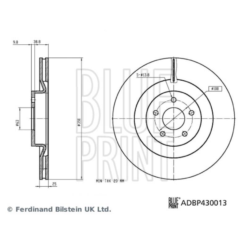 Jeu de 2 disques de frein avant BLUE PRINT ADBP430013 - Visuel 2