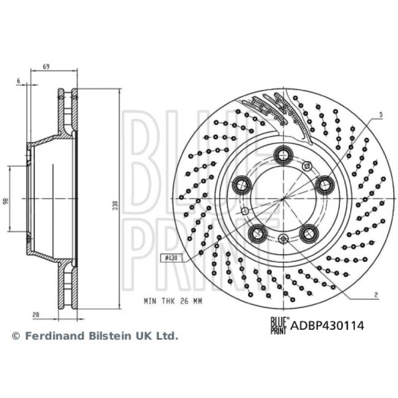 Disque de frein arrière droit BLUE PRINT ADBP430114 - Visuel 2