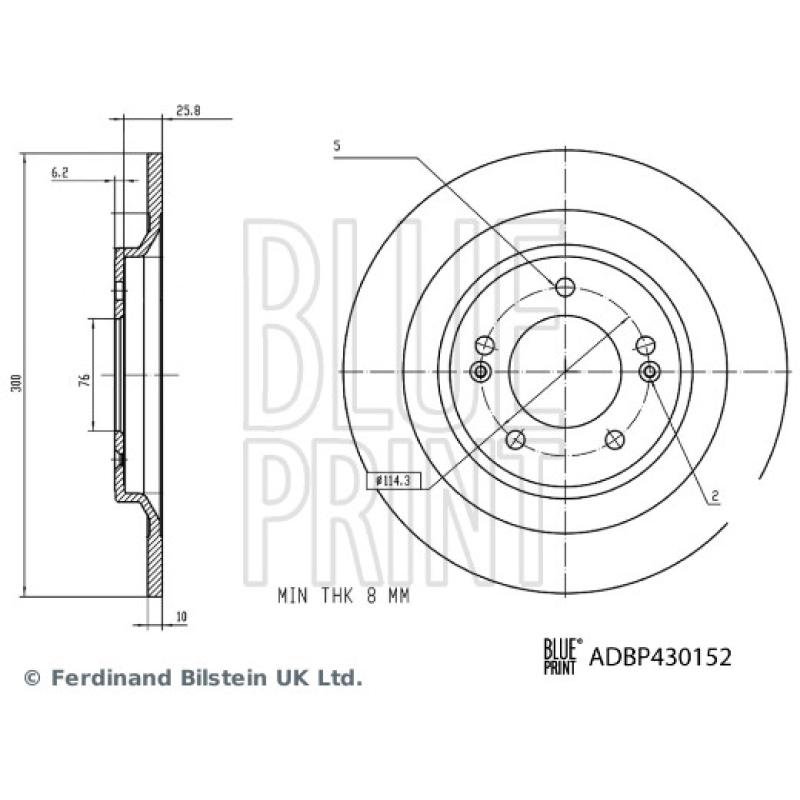 Jeu de 2 disques de frein arrière BLUE PRINT ADBP430152 - Visuel 2