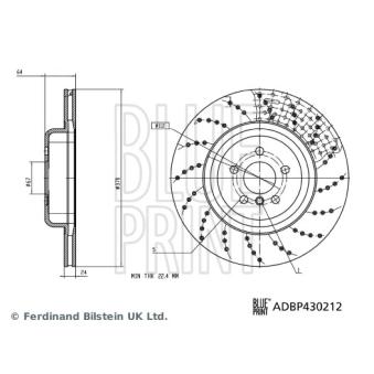 Disque de frein arrière droit BLUE PRINT [ADBP430212]