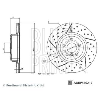 Jeu de 2 disques de frein arrière BLUE PRINT [ADBP430217]