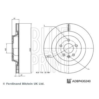 Jeu de 2 disques de frein arrière BLUE PRINT ADBP430240