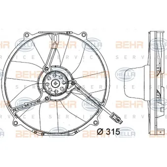 Ventilateur, condenseur de climatisation BEHR HELLA SERVICE [8EW 351 034-771]