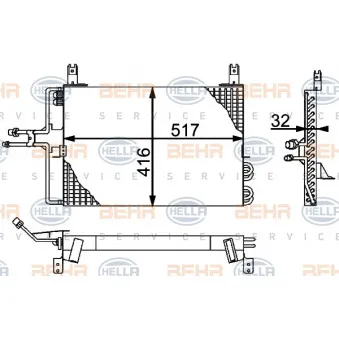 Condenseur, climatisation BEHR HELLA SERVICE [8FC 351 301-491]