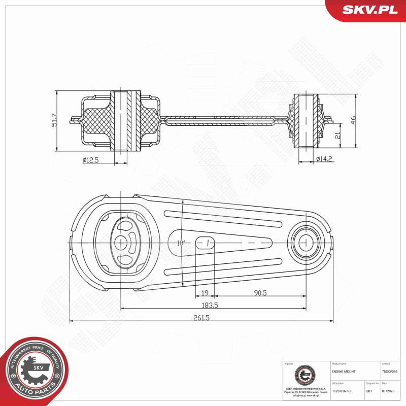 Support moteur ESEN SKV 75SKV059 - Visuel 1