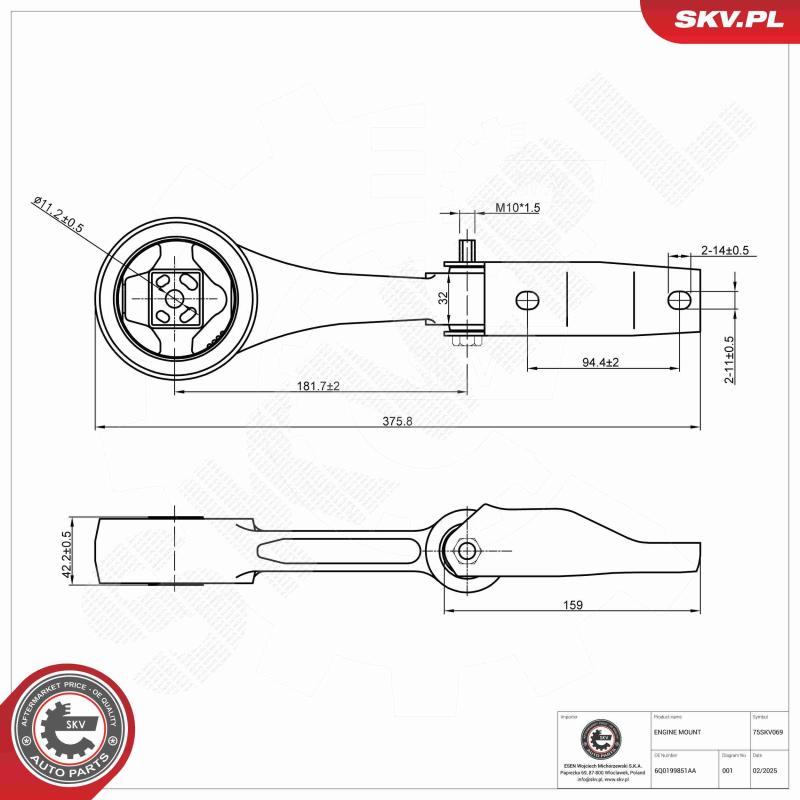 Support moteur ESEN SKV 75SKV069 - Visuel 1