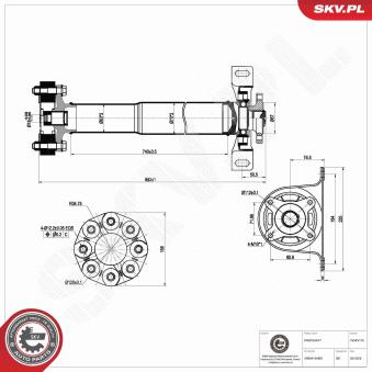 Arbre de transmission ESEN SKV 76SKV175 pour MERCEDES-BENZ SPRINTER 210 CDI - 95cv
