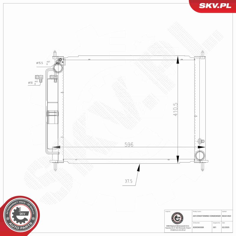 Condenseur, climatisation ESEN SKV 86SKV463 - Visuel 1