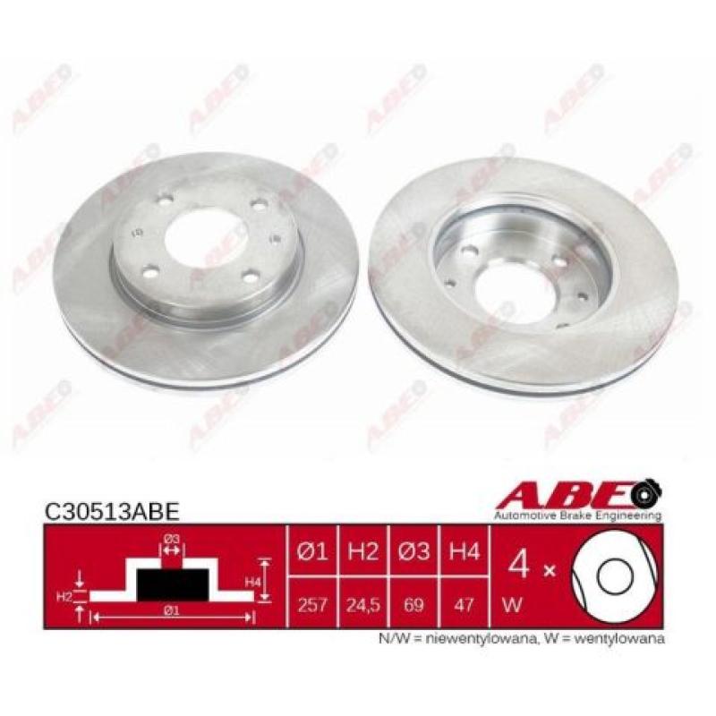 Jeu de 2 disques de frein avant ABE C30513ABE - Visuel 2