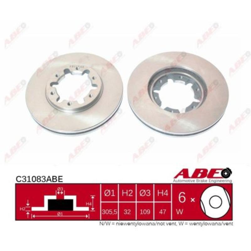 Jeu de 2 disques de frein avant ABE C31083ABE - Visuel 2