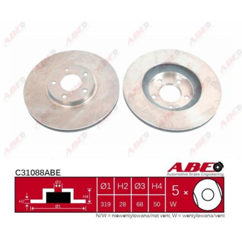 Jeu de 2 disques de frein avant ABE C31088ABE - Visuel 2